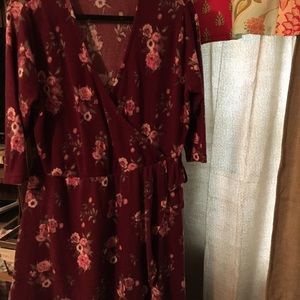 Faux floral wrap dress